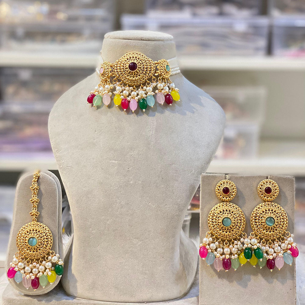 Hira Collection Classic Beads and Pota Stone Necklace Set for Ethnic & Modern Outfits