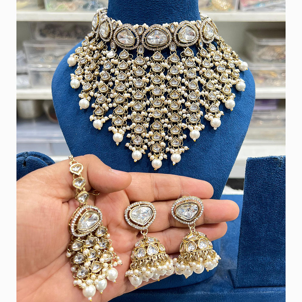 Hira Collection Traditional Kundan And Beads Choker Necklace Set