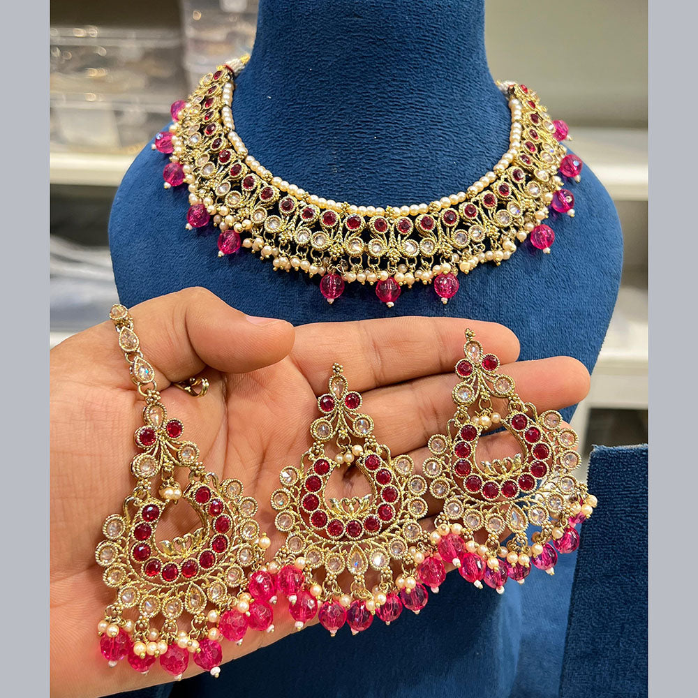 Hira Collections Designer Crystal Beads Necklace Set Perfect for Weddings & Festive Occasions