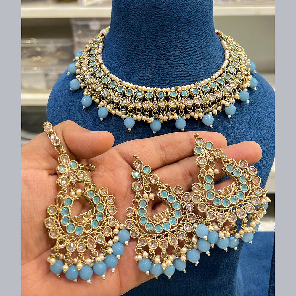 Hira Collections Designer Crystal Beads Necklace Set Perfect for Weddings & Festive Occasions