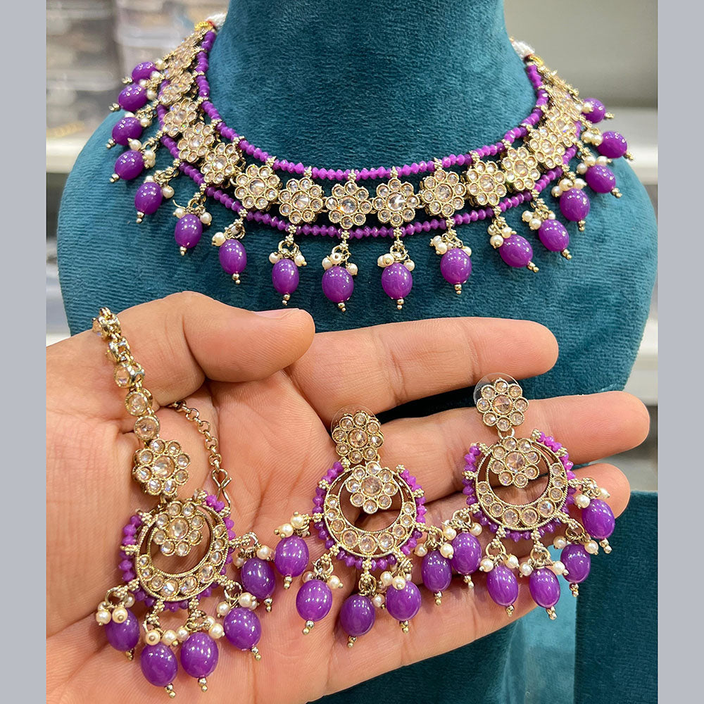 Hira Collections Designer Crystal Beads Necklace Set Perfect for Weddings & Festive Occasions