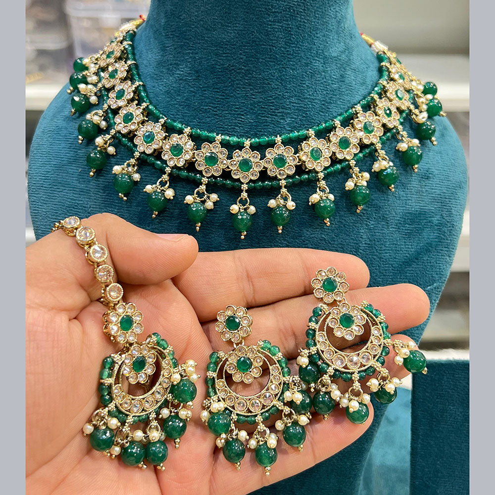 Hira Collections Designer Crystal Beads Necklace Set Perfect for Weddings & Festive Occasions