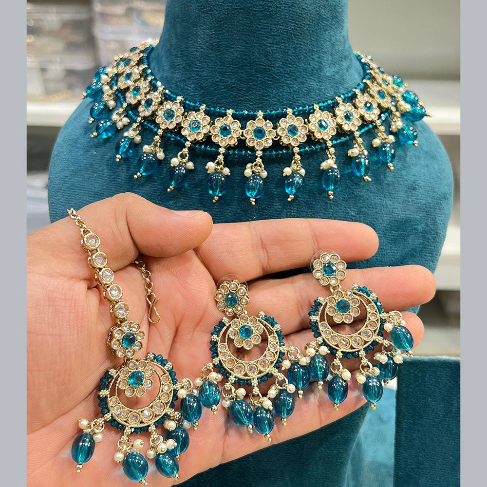 Hira Collections Designer Crystal Beads Necklace Set Perfect for Weddings & Festive Occasions