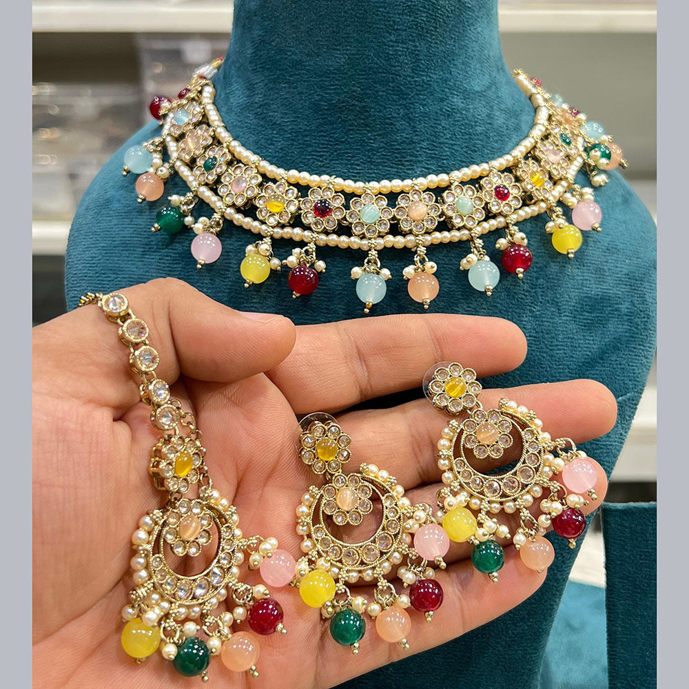 Hira Collections Designer Crystal Beads Necklace Set Perfect for Weddings & Festive Occasions