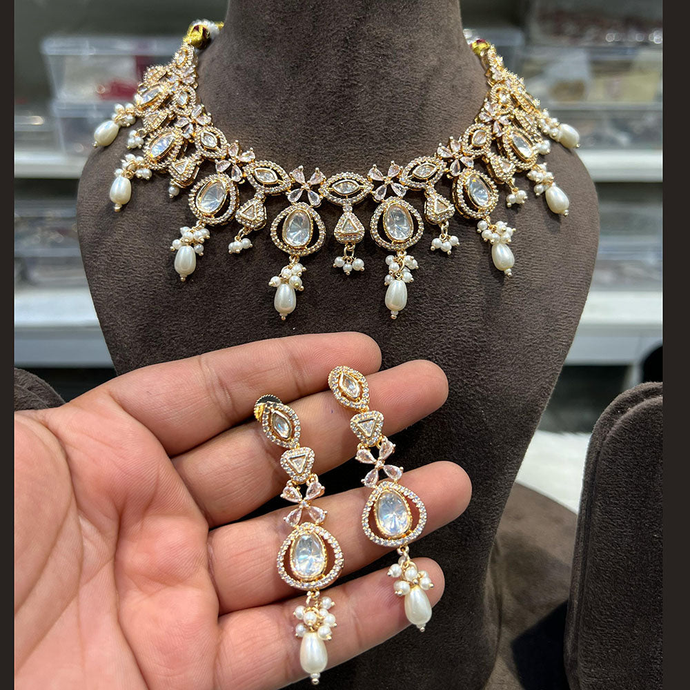Hira Collection Traditional Kundan And Beads  Necklace Set