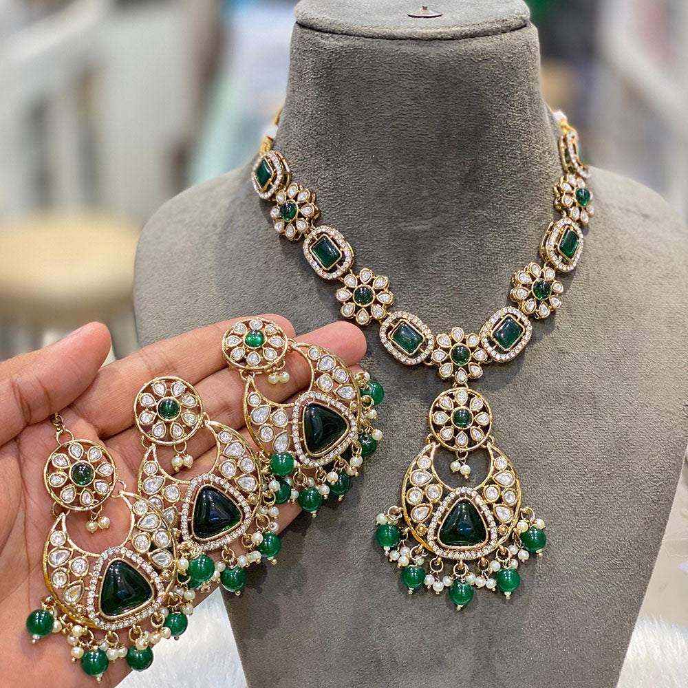 Hira Collections Designer Kundan And Pearl Necklace Set Perfect for Weddings & Festive Occasions