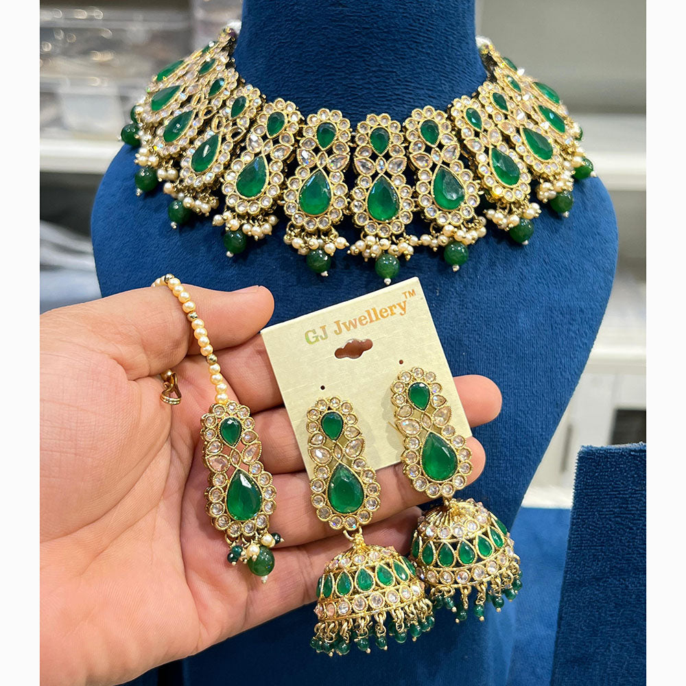 Hira Collections Designer Crystal Stone And Beads Necklace Set Perfect for Weddings & Festive Occasions