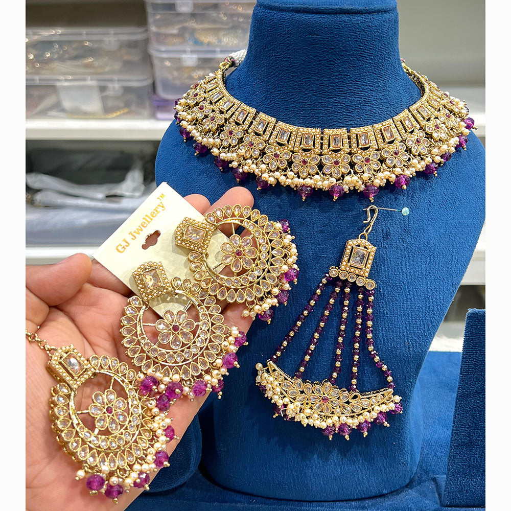 Hira Collections Designer Crystal Beads Necklace Set Perfect for Weddings & Festive Occasions