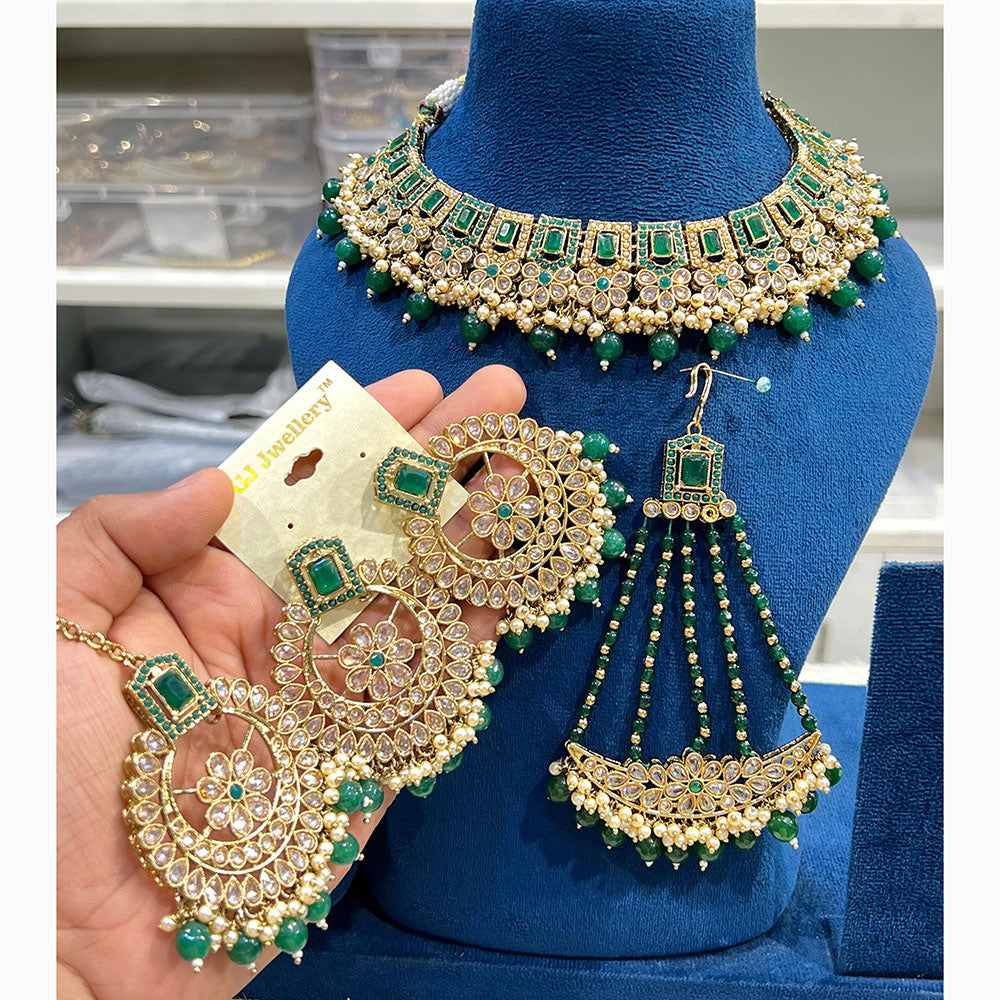 Hira Collections Designer Crystal Beads Necklace Set Perfect for Weddings & Festive Occasions