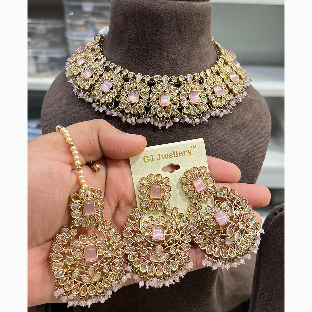 Hira Collections Designer Crystal Beads Necklace Set Perfect for Weddings & Festive Occasions