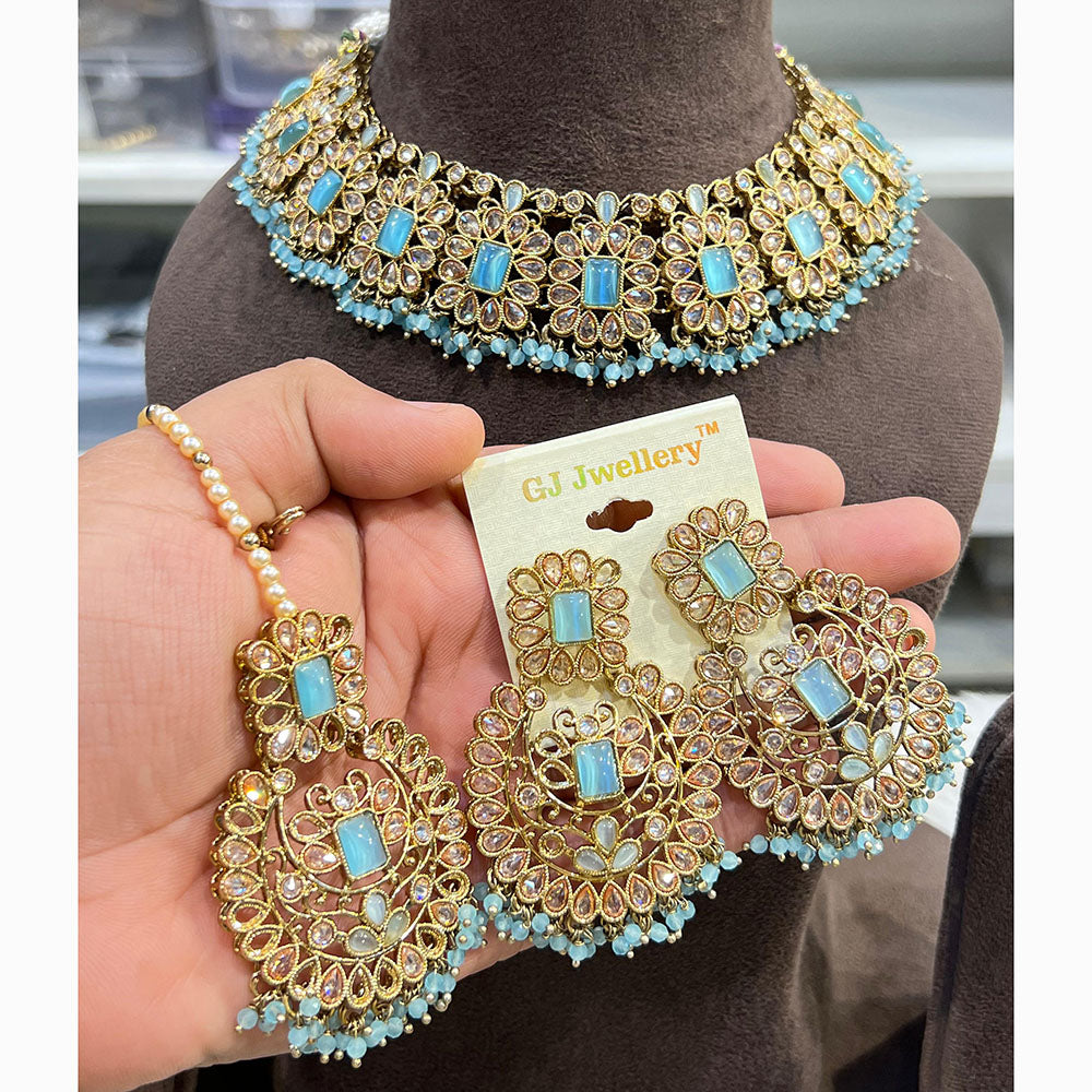 Hira Collections Designer Crystal Beads Necklace Set Perfect for Weddings & Festive Occasions