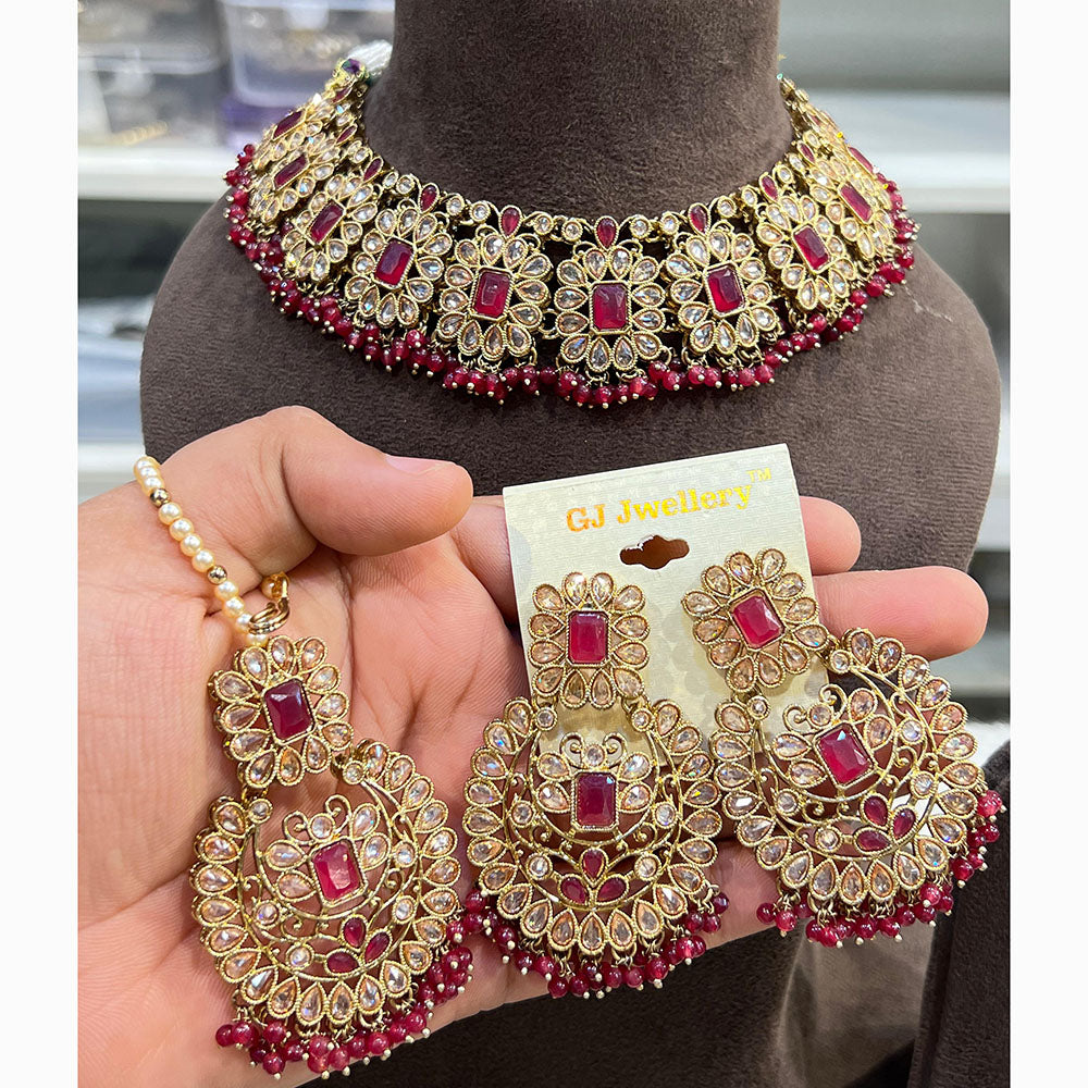 Hira Collections Designer Crystal Beads Necklace Set Perfect for Weddings & Festive Occasions