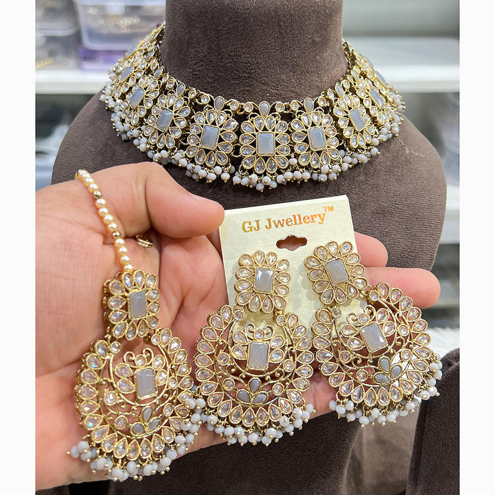 Hira Collections Designer Crystal Beads Necklace Set Perfect for Weddings & Festive Occasions