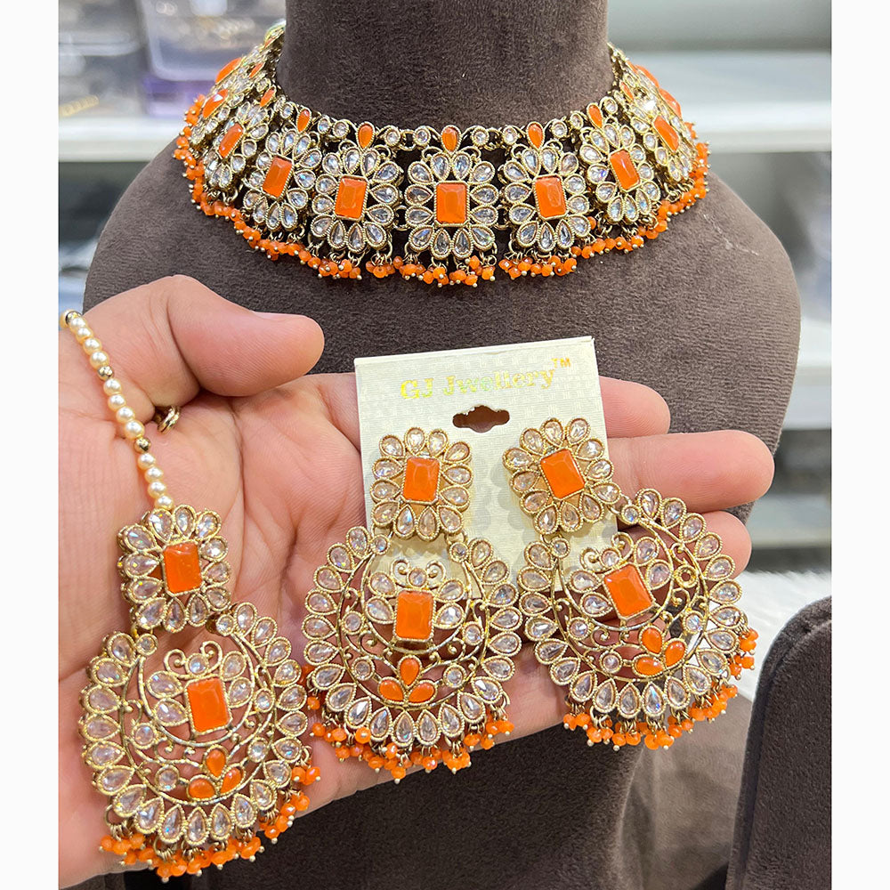 Hira Collections Designer Crystal Beads Necklace Set Perfect for Weddings & Festive Occasions