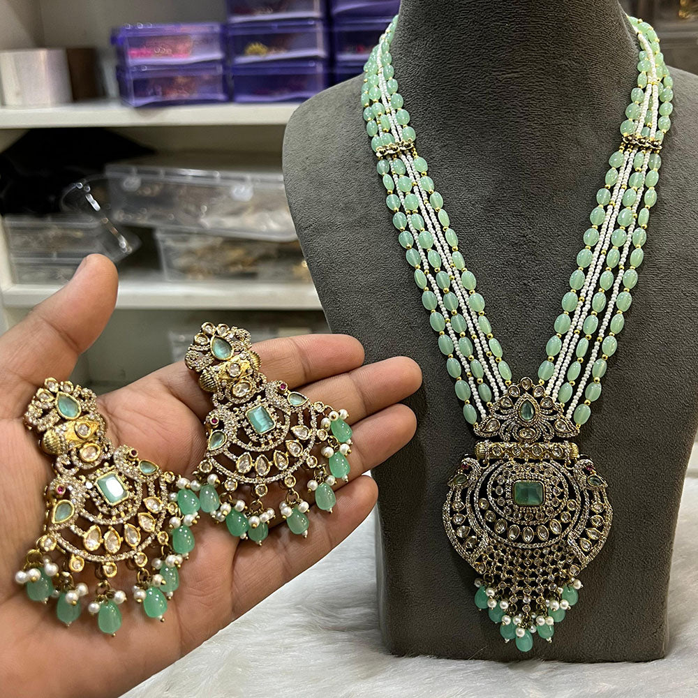 Hira Collections Designer Polki Kundan And Beads Long Necklace Set  Statement Jewelry