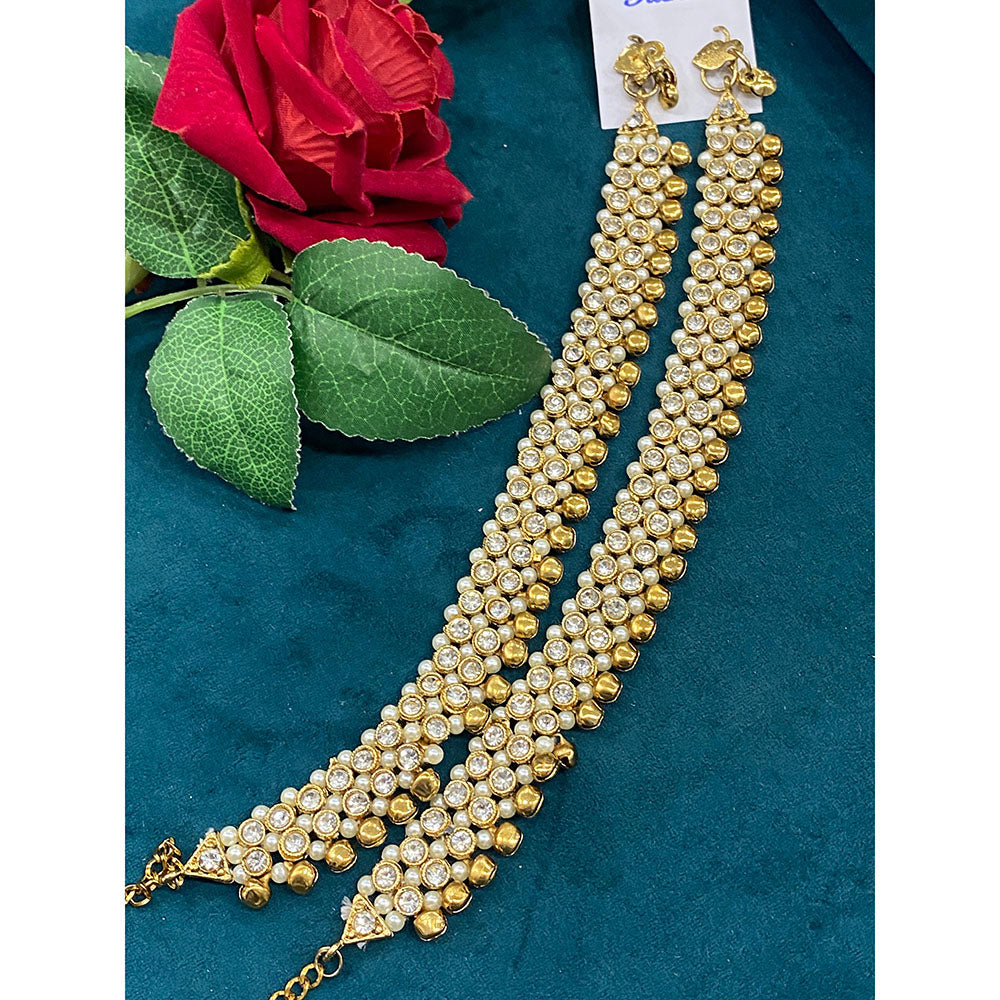 Hira Collections Dazzling Austrian Stone  And Pearl Anklet  Statement Jewelry for Festivals