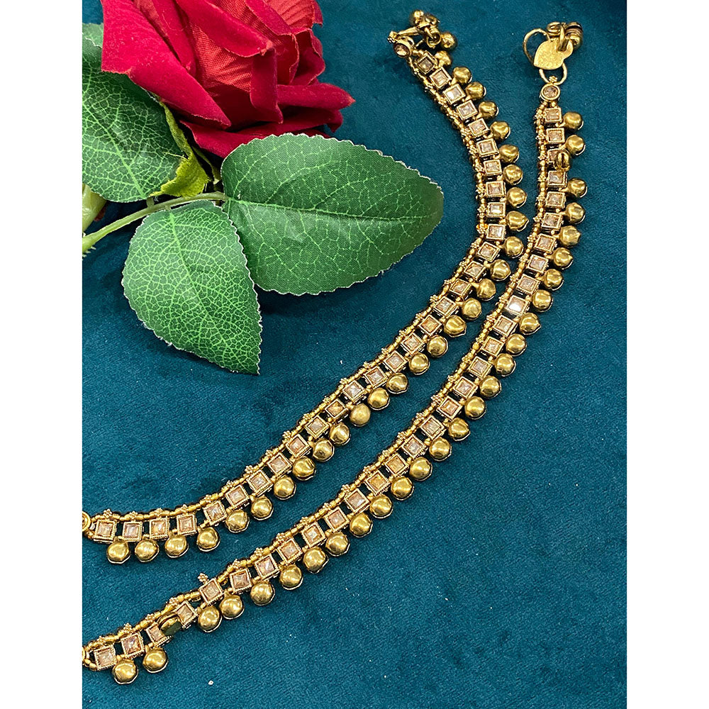 Hira Collections Dazzling Austrian Stone  And Ghungroo Anklet  Statement Jewelry for Festivals