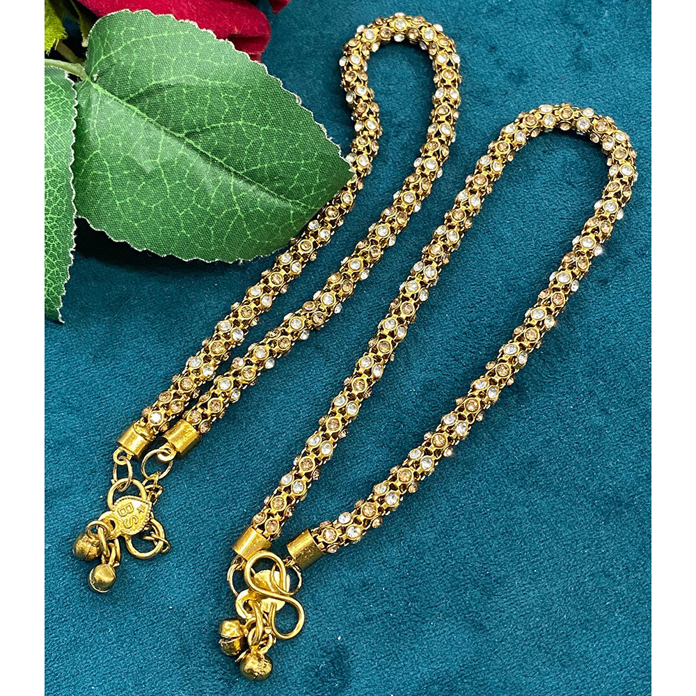 Hira Collections Dazzling Austrian Stone  And Ghungroo Anklet  Statement Jewelry for Festivals