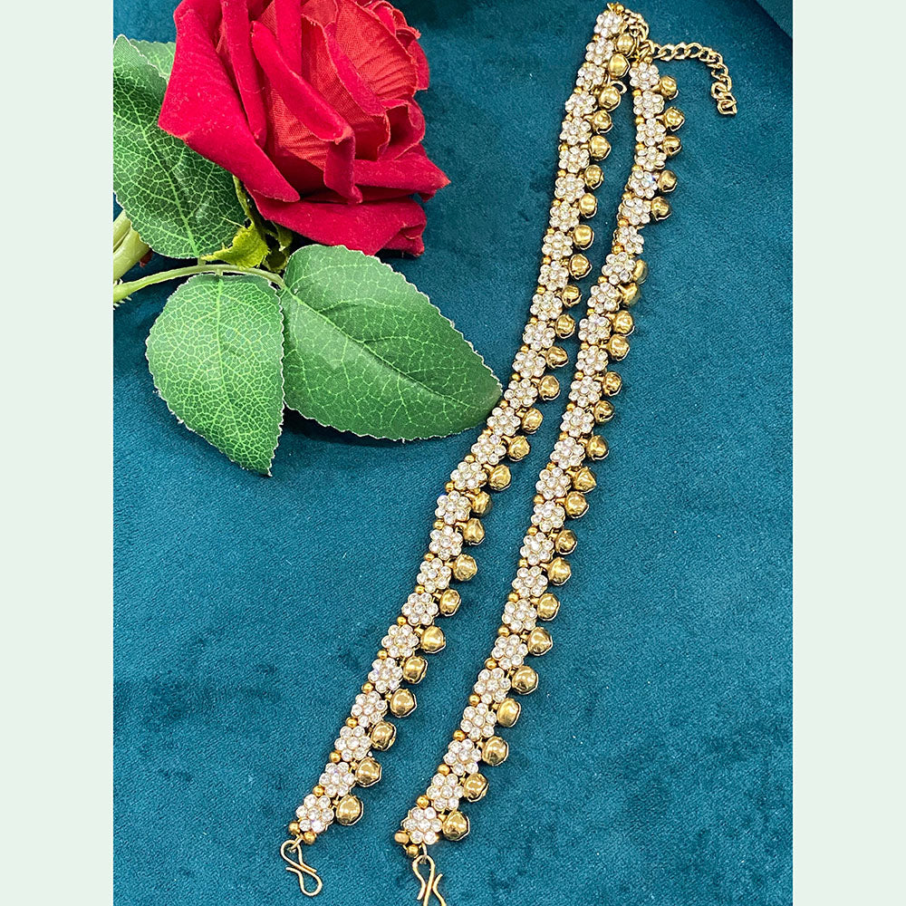 Hira Collections Dazzling Austrian Stone  And Ghungroo Anklet  Statement Jewelry for Festivals