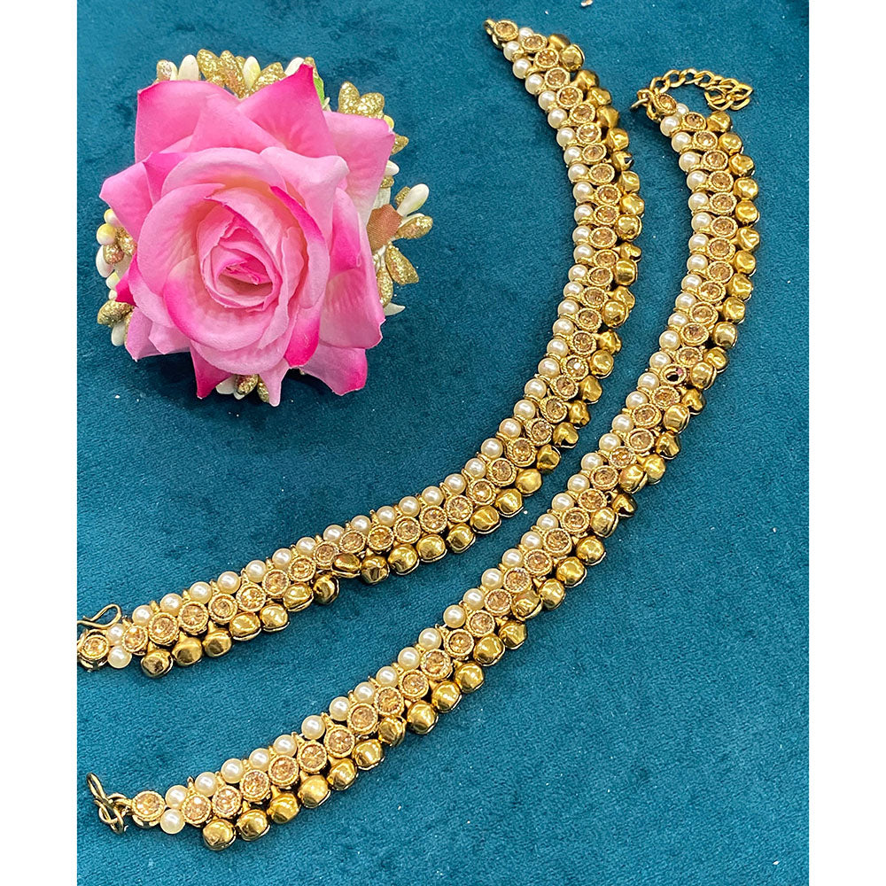 Hira Collections Dazzling Austrian Stone  And Ghungroo Anklet  Statement Jewelry for Festivals