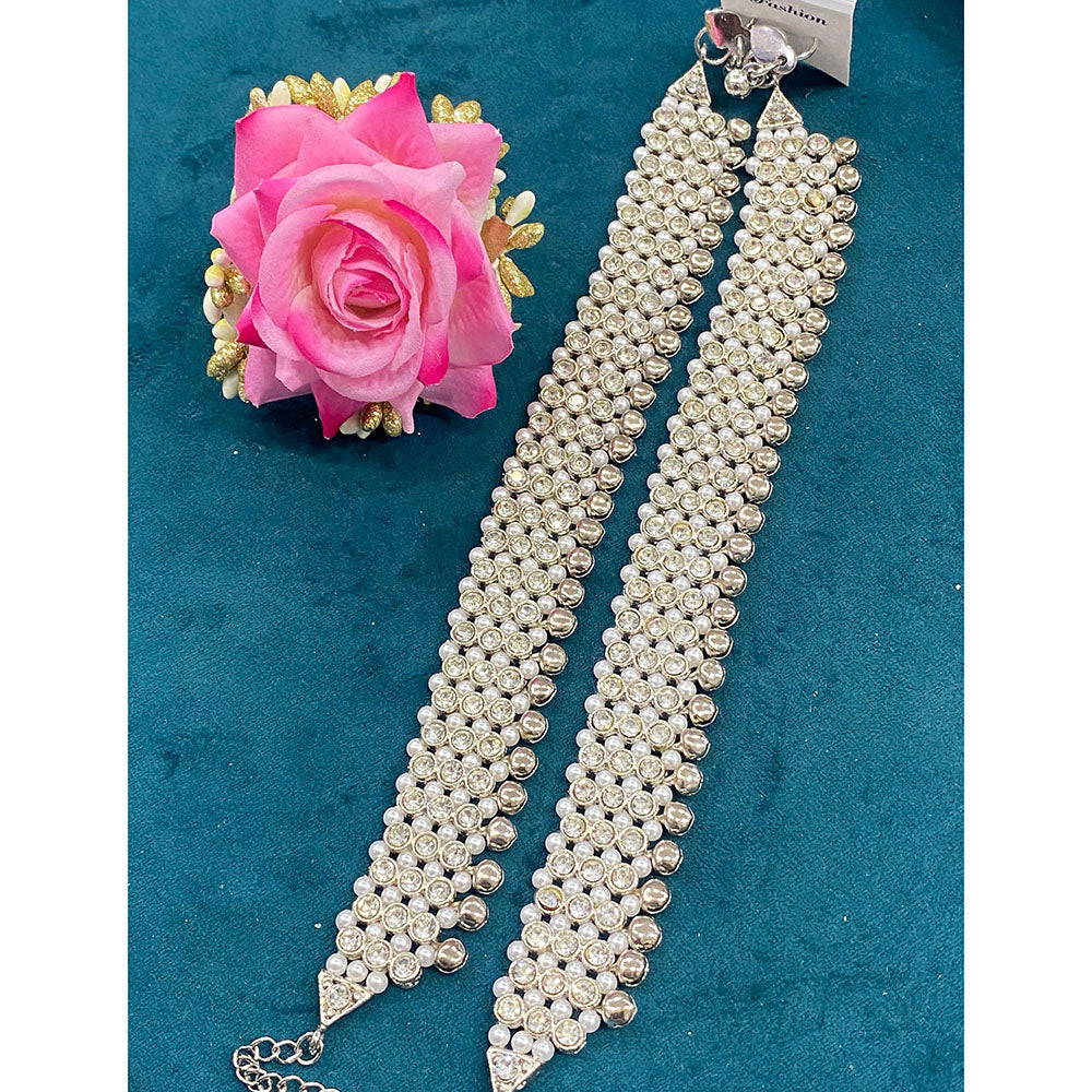 Hira Collections Dazzling Austrian Stone  And Ghungroo Anklet  Statement Jewelry for Festivals