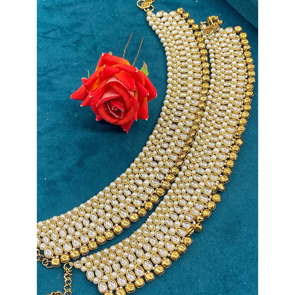 Hira Collections Dazzling Austrian Stone  And Pearl Anklet  Statement Jewelry for Festivals