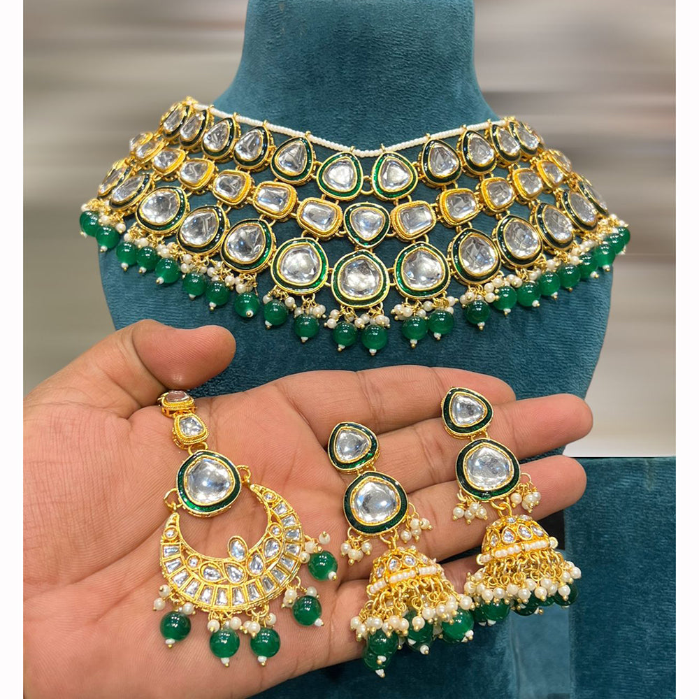 Hira Collections Maharani Kundan Necklace Set with and Jhumkis