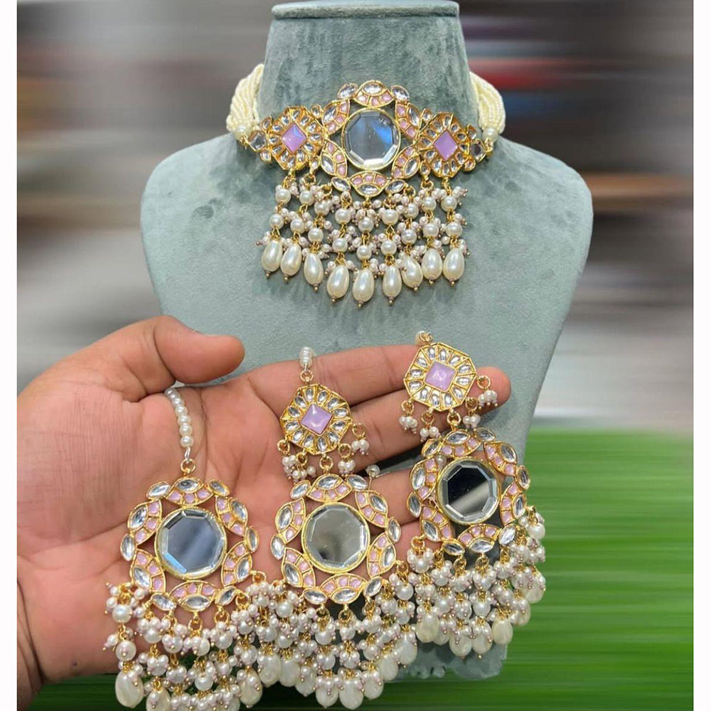 Hira Collections Luxury Handcrafted Choker Set with Matching Earrings