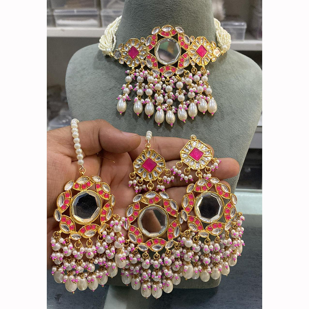 Hira Collections Luxury Handcrafted Choker Set with Matching Earrings