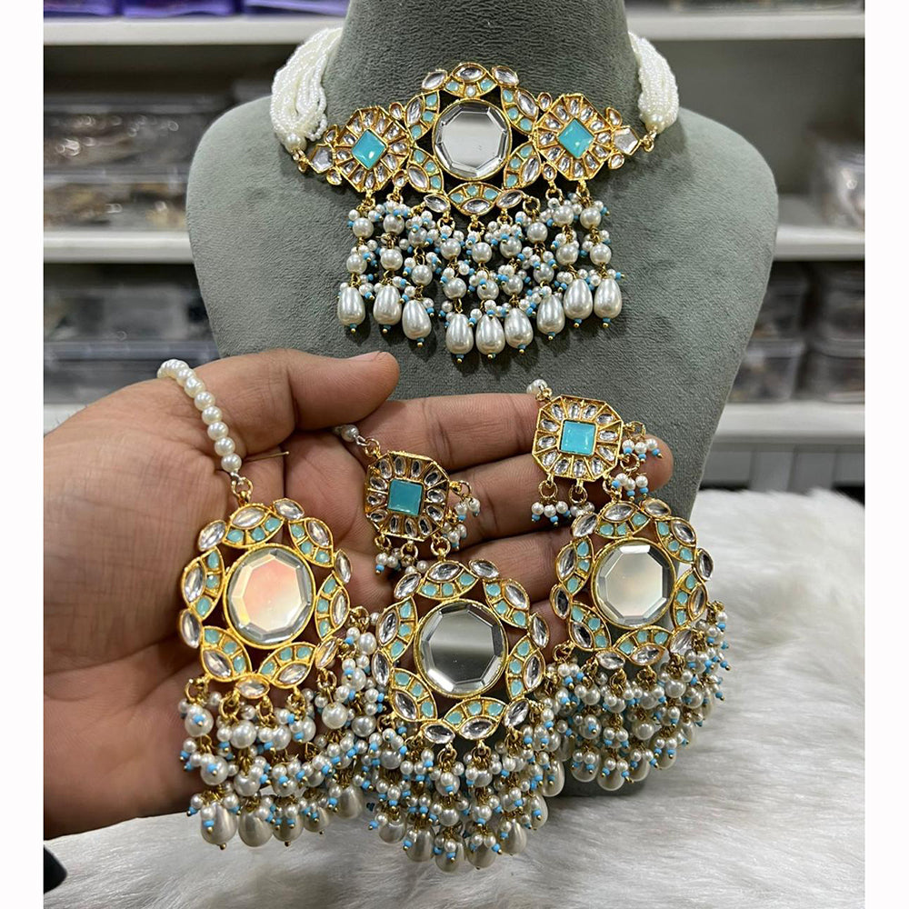 Hira Collections Luxury Handcrafted Choker Set with Matching Earrings