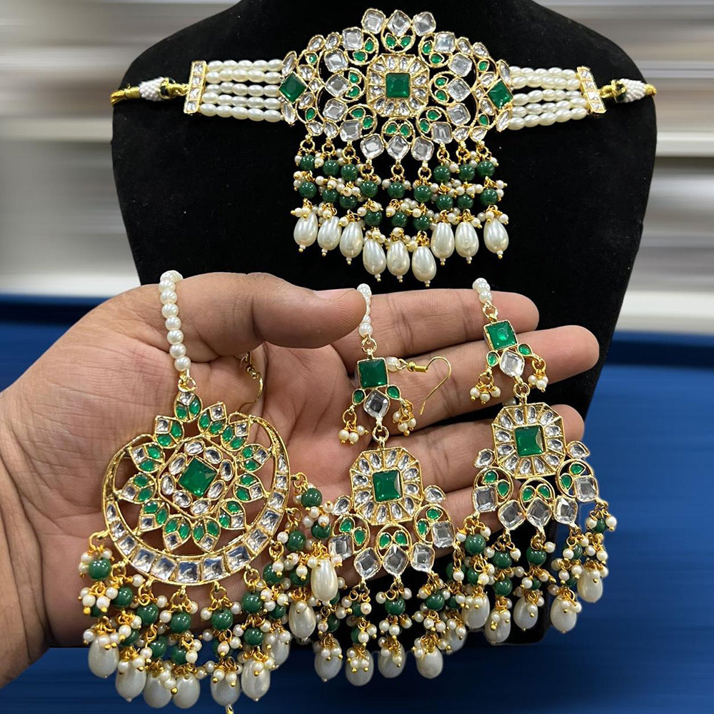 Hira Collections Designer Choker Set with Grand Bead and Stone Work