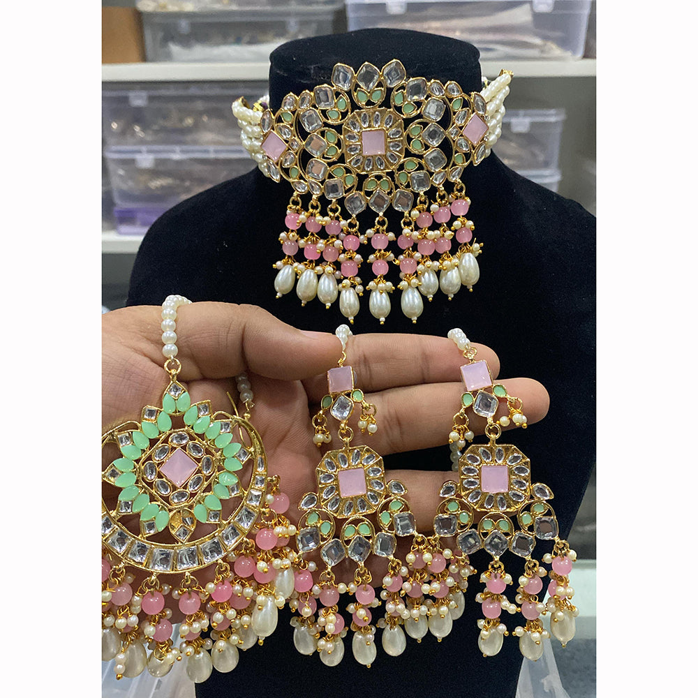 Hira Collections Designer Choker Set with Grand Bead and Stone Work