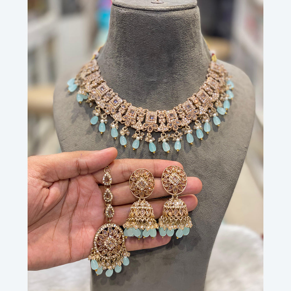 Hira Collection Premium Austrian Stone Jewellery Set with Beaded Detailing Perfect for Weddings and Festive Occasions