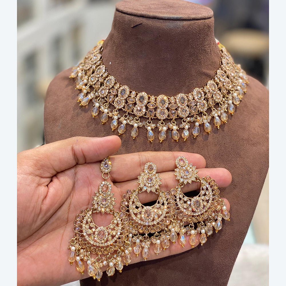 Hira Collection Premium Austrian Stone Jewellery Set with Beaded Detailing Perfect for Weddings and Festive Occasions