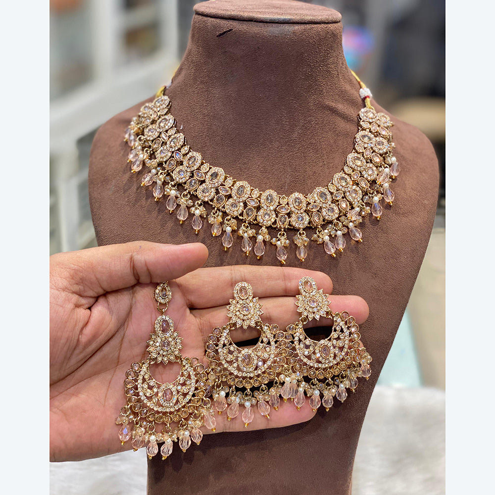 Hira Collection Premium Austrian Stone Jewellery Set with Beaded Detailing Perfect for Weddings and Festive Occasions