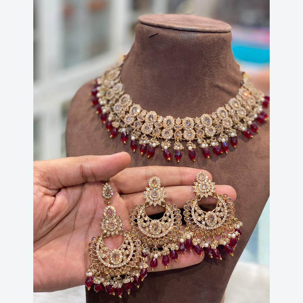 Hira Collection Premium Austrian Stone Jewellery Set with Beaded Detailing Perfect for Weddings and Festive Occasions