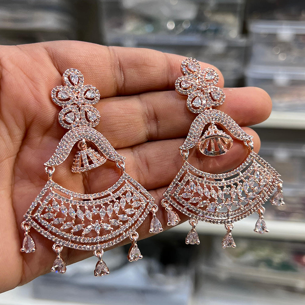 Hira Collection Sparkling American Diamond Dangles Earrings For parties