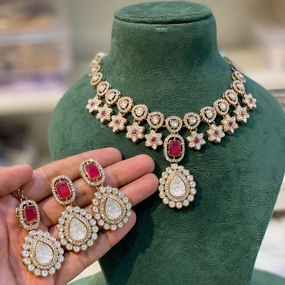 Hira Collections Luxurious Austrian Stone And Pota Stone Necklace Set