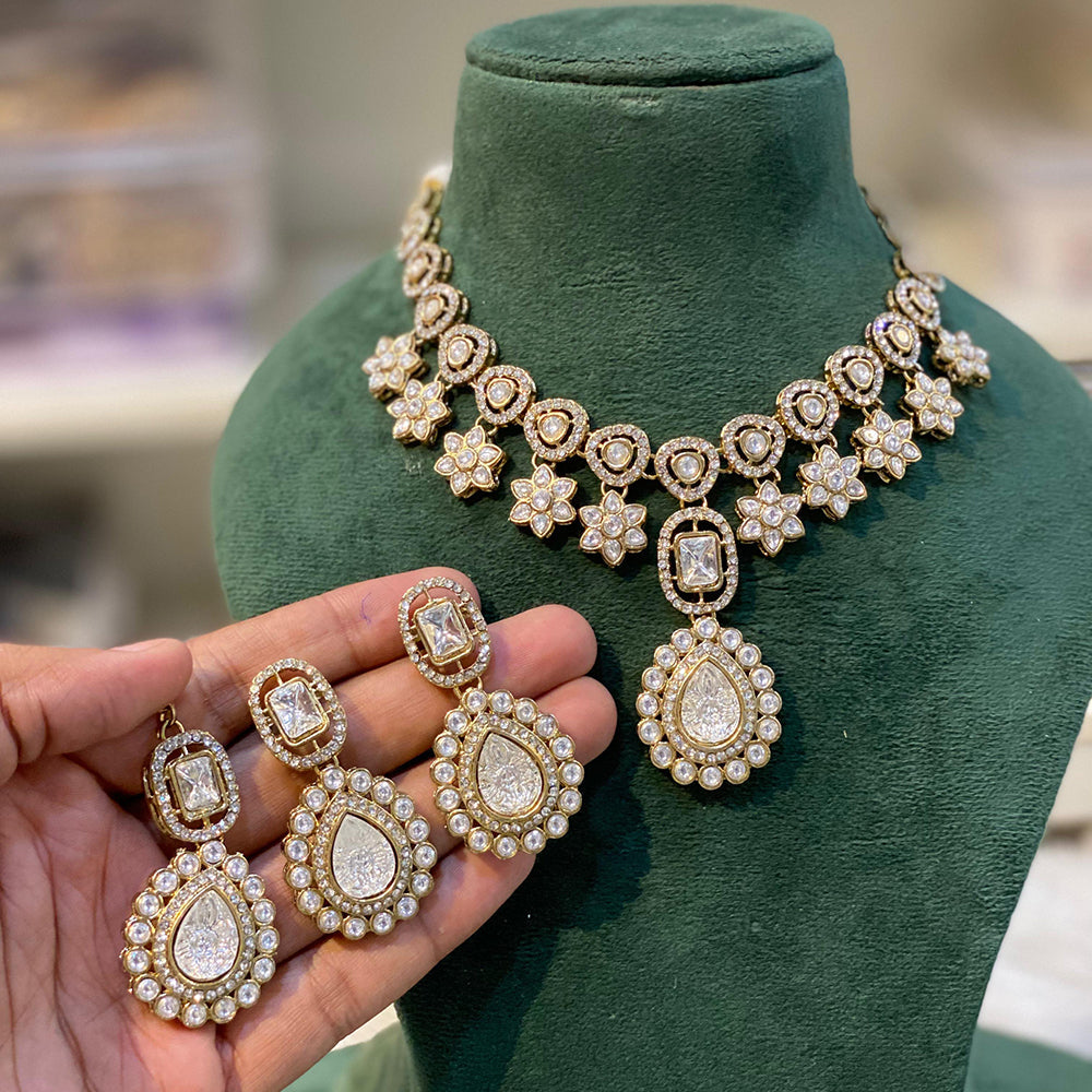 Hira Collections Luxurious Austrian Stone And Pota Stone Necklace Set