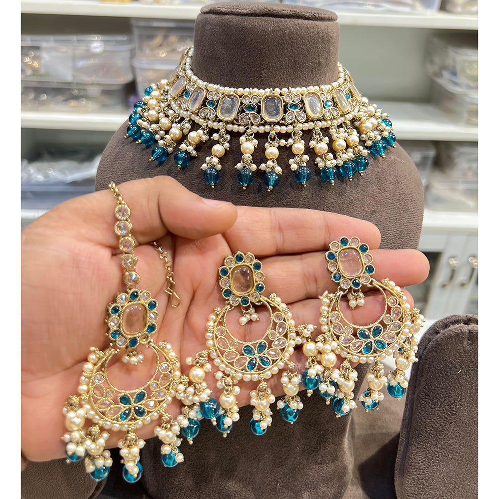 Hira Collections Timeless Glam Pota Kundan And Pearl Necklace Set