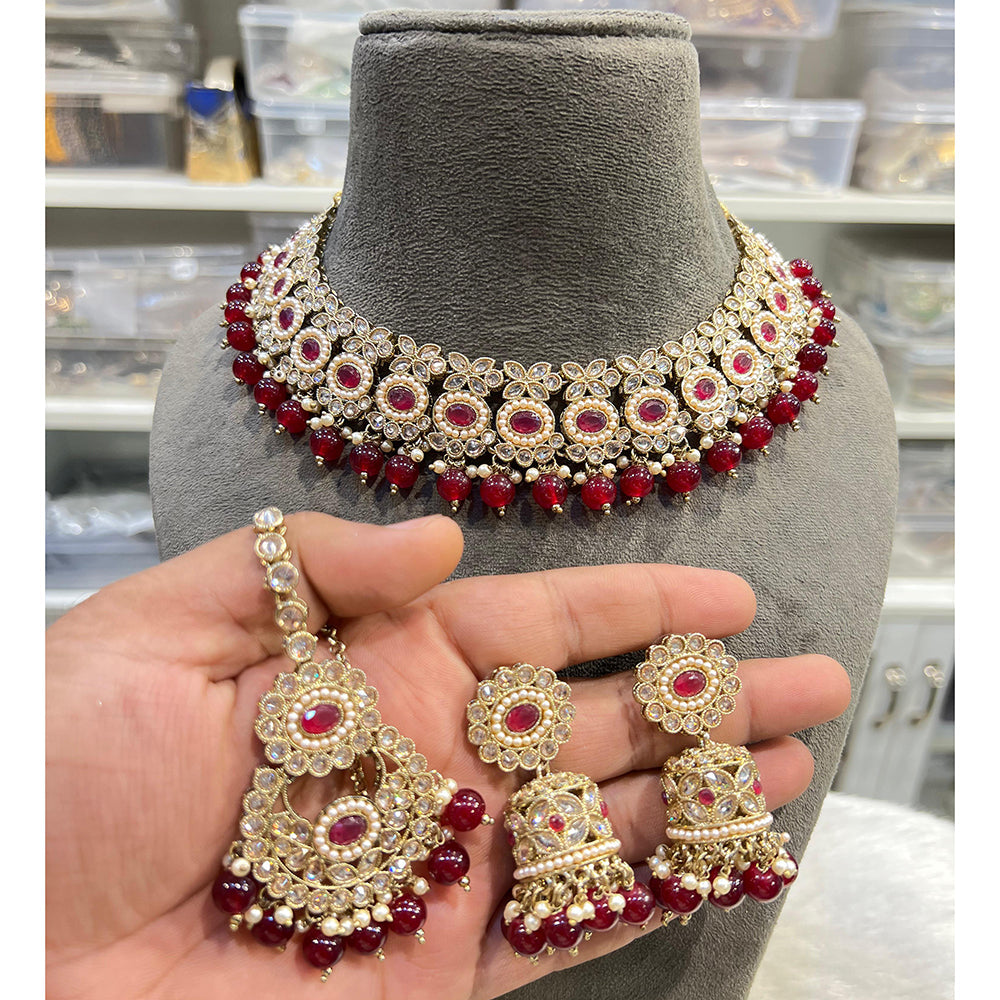 Hira Collections Timeless Glam Pota Kundan And Pearl Necklace Set