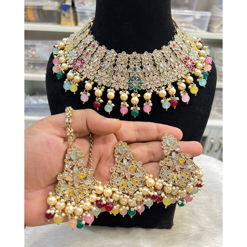 Hira Collections Timeless Glam Pota Kundan And Pearl Necklace Set