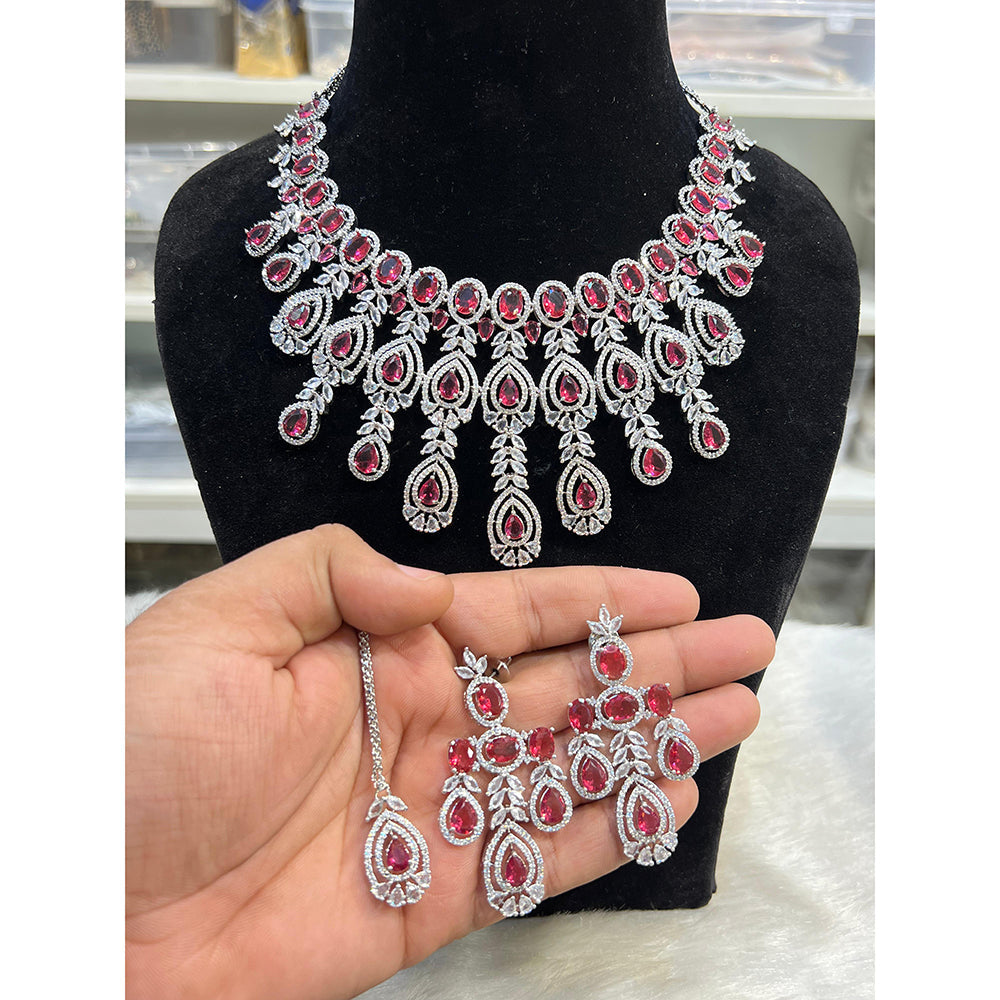 Hira Collection Shimmering American Diamond And Austrian Stone Necklace Set
