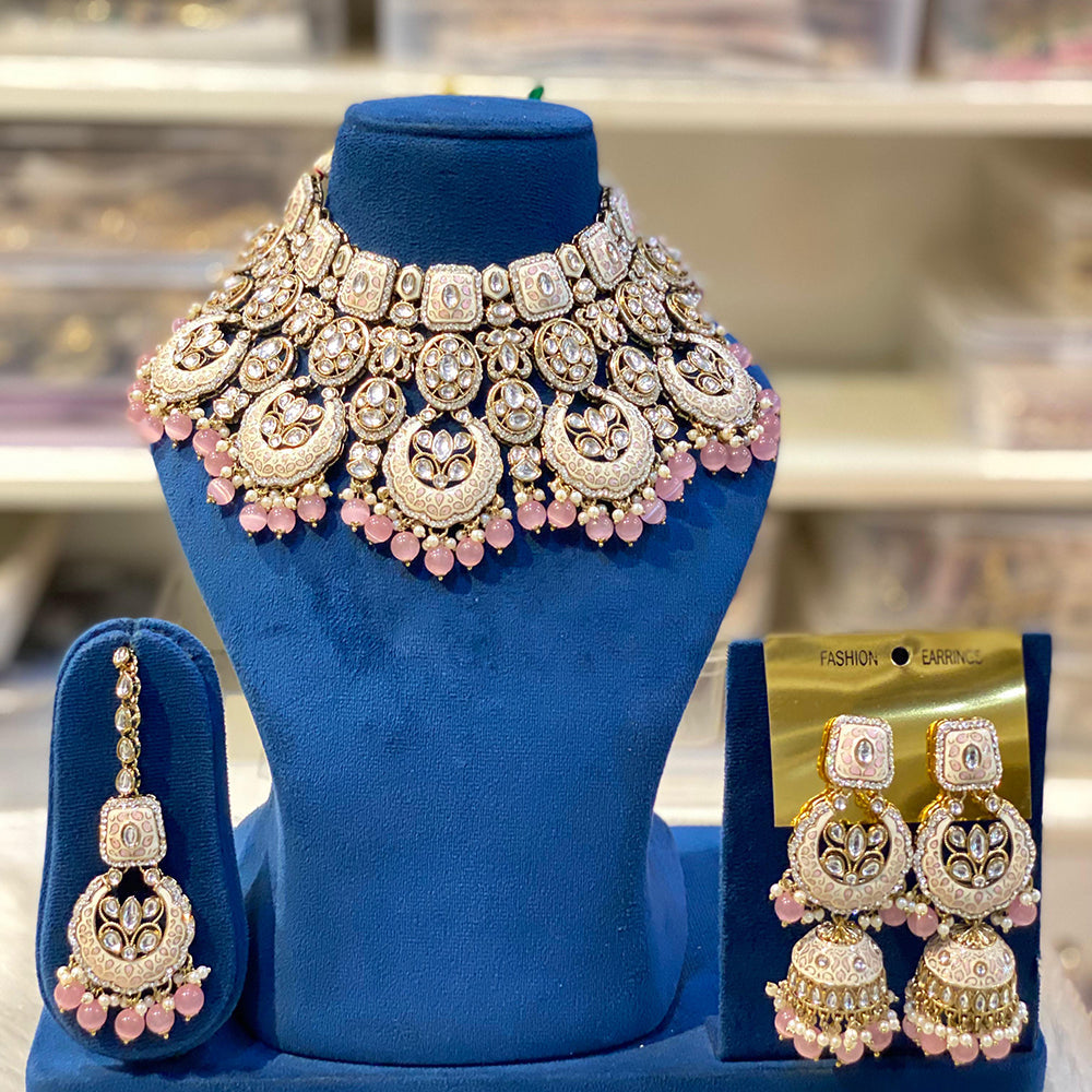 Hira Collections Timeless Glam Pota Kundan And Pearl Necklace Set
