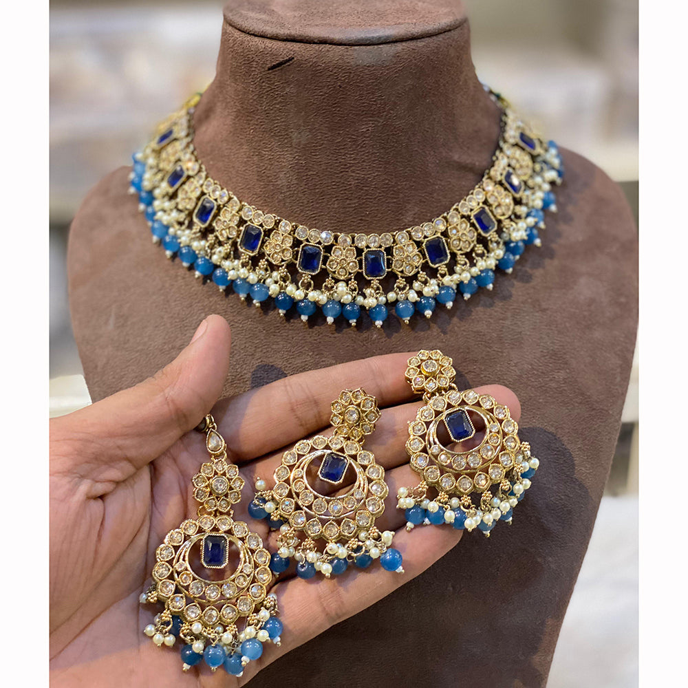 Hira Collections Royal Crystal Stone Necklace Set