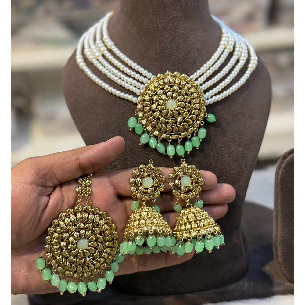 Hira Collection Pearl Beauty And Beadwork Necklace Set