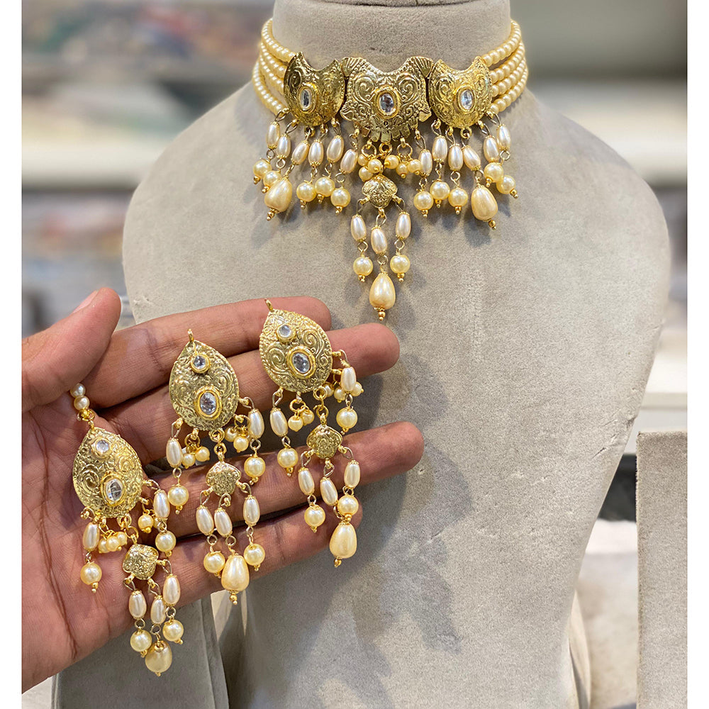 Hira Collection Pearl Beauty And Beadwork Necklace Set