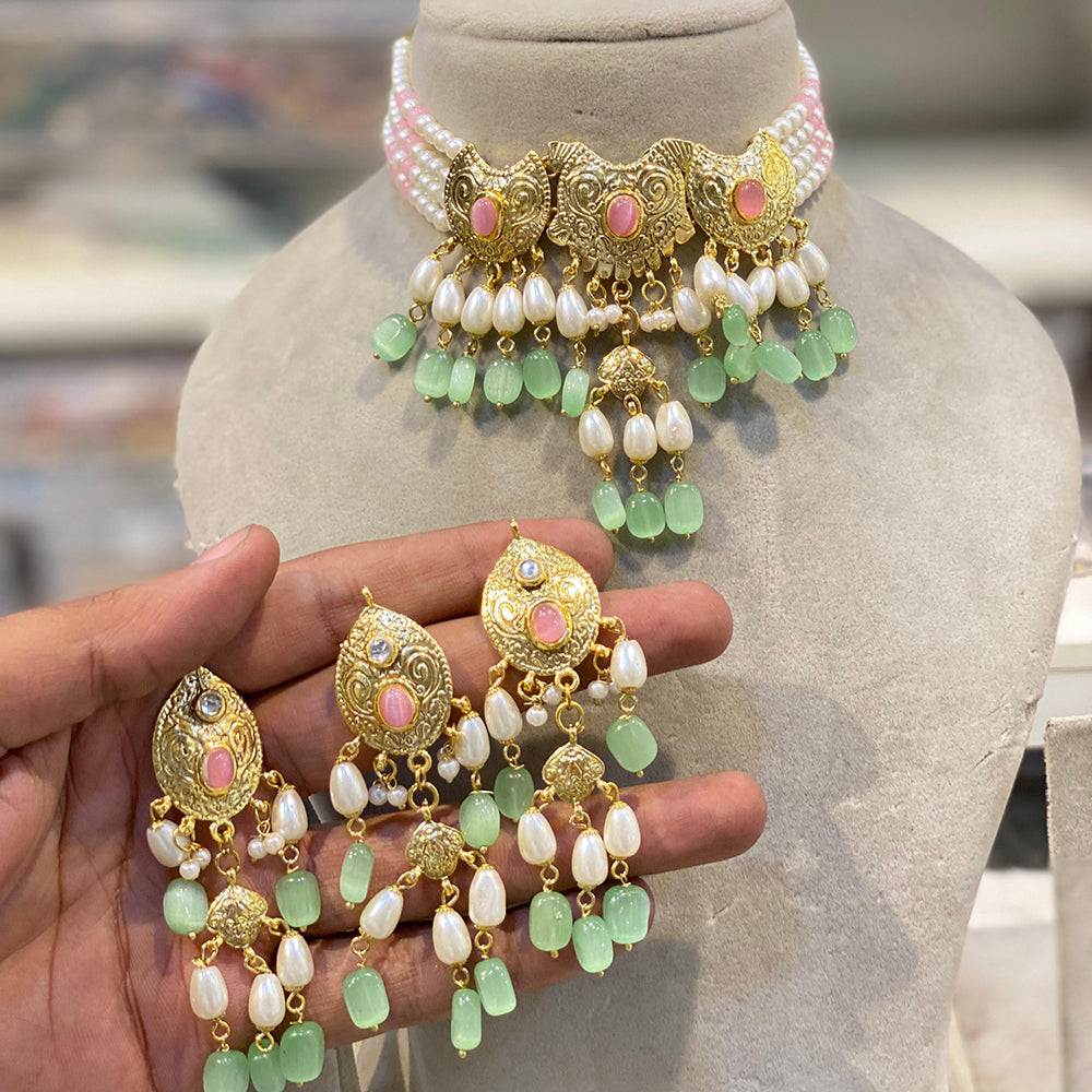 Hira Collection Pearl Beauty And Beadwork Necklace Set