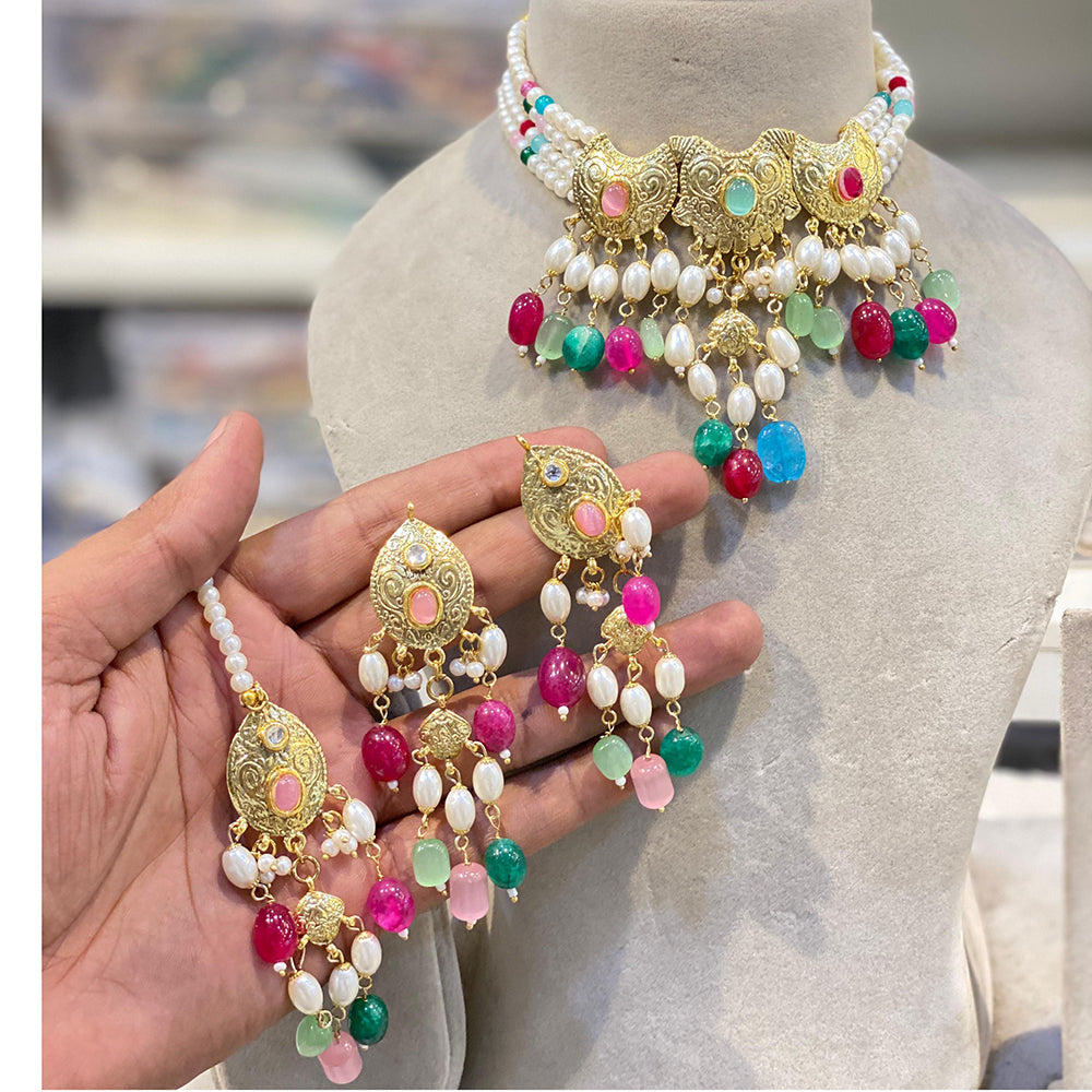 Hira Collection Pearl Beauty And Beadwork Necklace Set