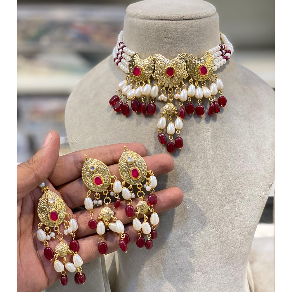 Hira Collection Pearl Beauty And Beadwork Necklace Set